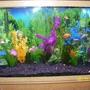 65 gallons planted tank (mostly live plants and fish) - Semi aggressive tank: Two parrots, five albino tiger barbs, three albino rainbow sharks, one albino chocolate pleco