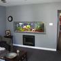 180 gallons planted tank (mostly live plants and fish) - 180 gallon aquarium built into living room wall, it is open on both side so I can enjoy the fish in the office as well.
