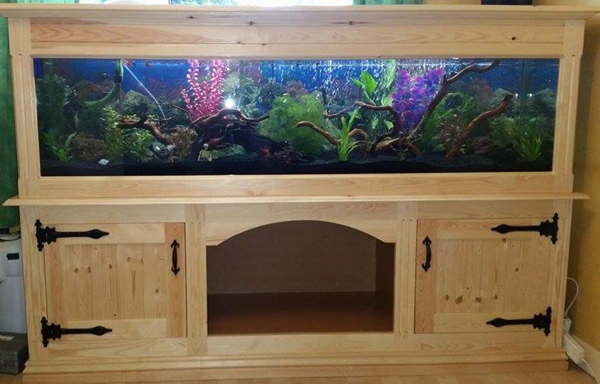 85 gallons freshwater fish tank (mostly fish and non-living decorations) - 72x18x18 homemade aquarium stand
